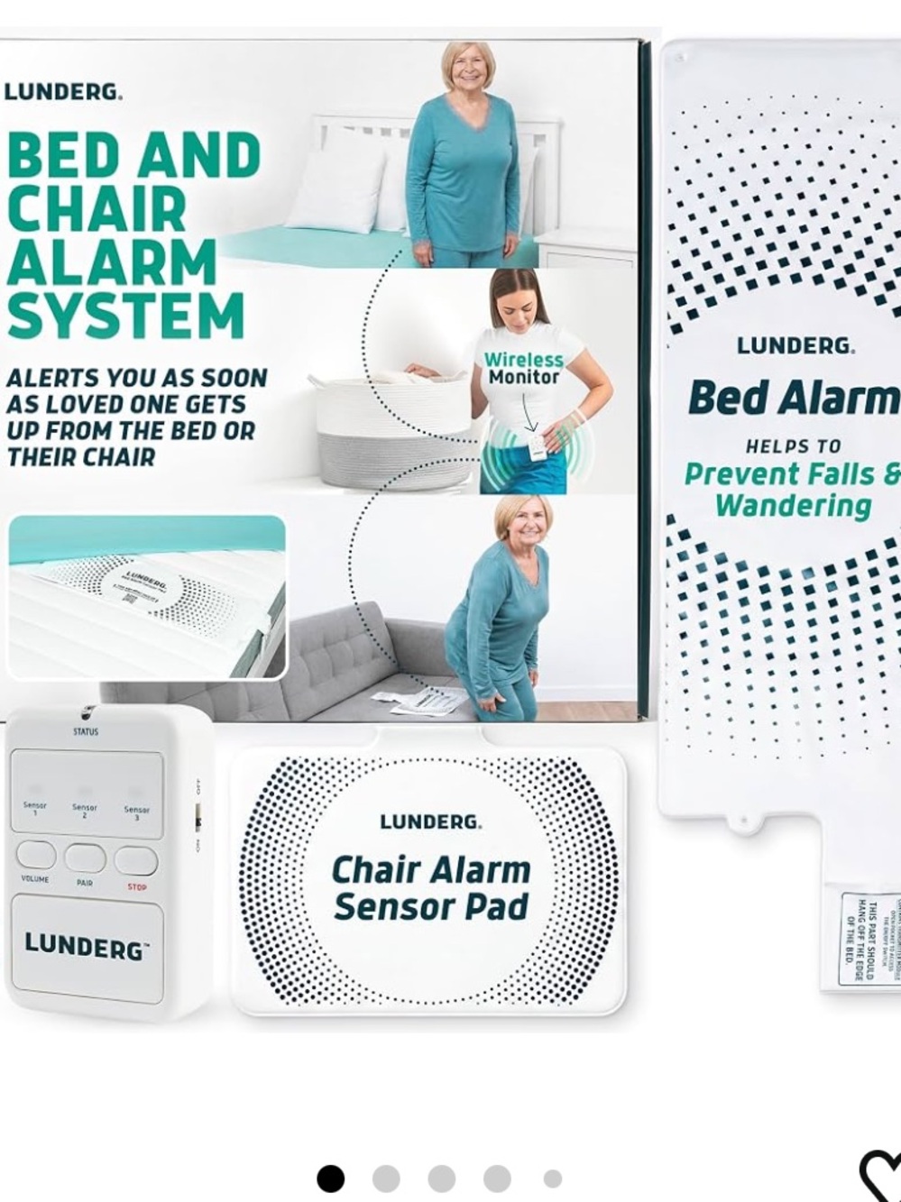 NEW $174.95 Lunderg BED AND CHAIR Alarm System – Fall Prevention Monitor